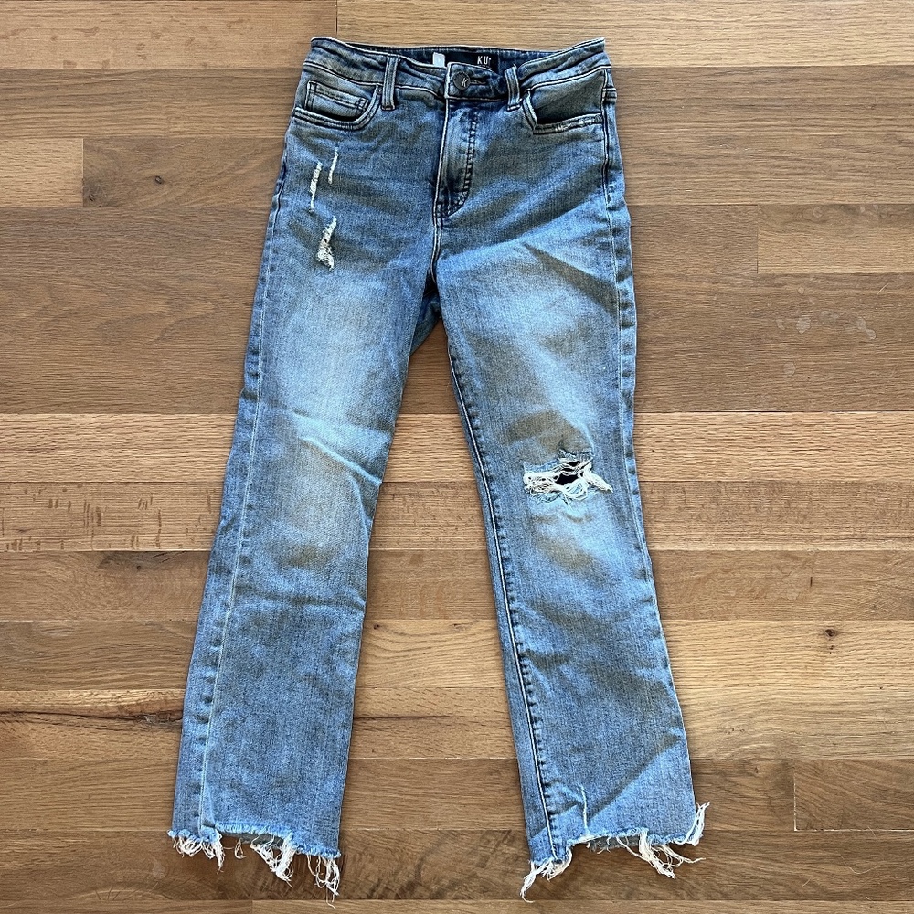 Kut from the Kloth Distressed Stretch Denim Jeans Size 0  IYKYK!